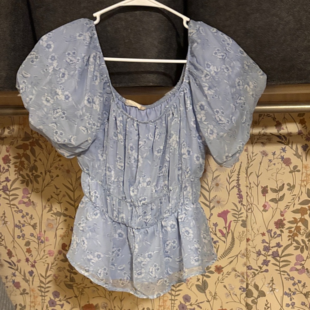 Altar’d State Floral Blue Women's Top